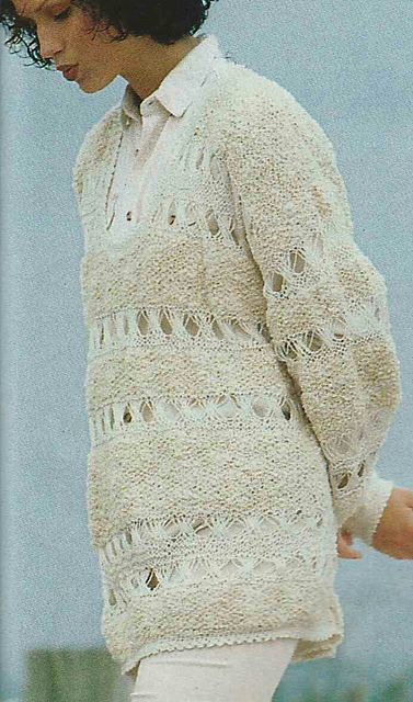 # 20 Sweater in Ecru with Crossed Stitches