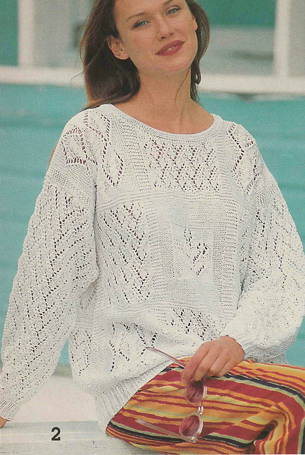 # 02 Patterned White Sweater Patchwork Style