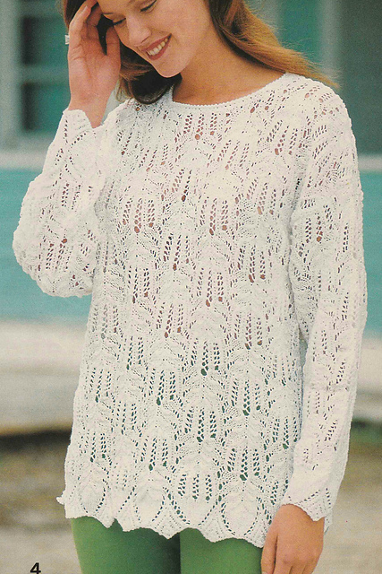 # 04 White Sweater in Lace Pattern