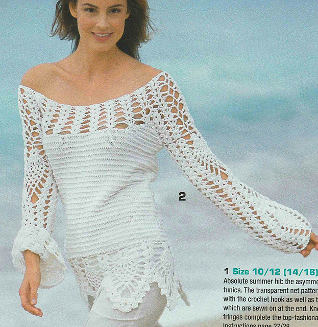 # 02 White Sweater with Crochet Sleeves