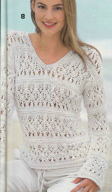 # 08 White Sweater in Ajouré Pattern