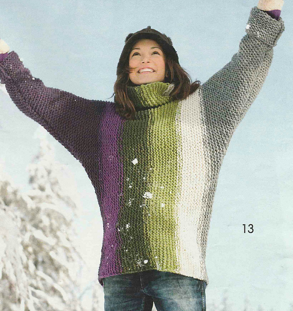 # 13 Sideways-Knitted Striped Pullover