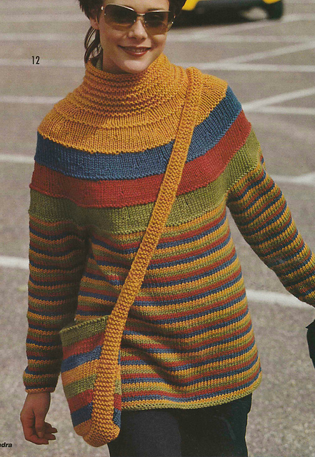 # 12 Striped Sweater with Round Yoke