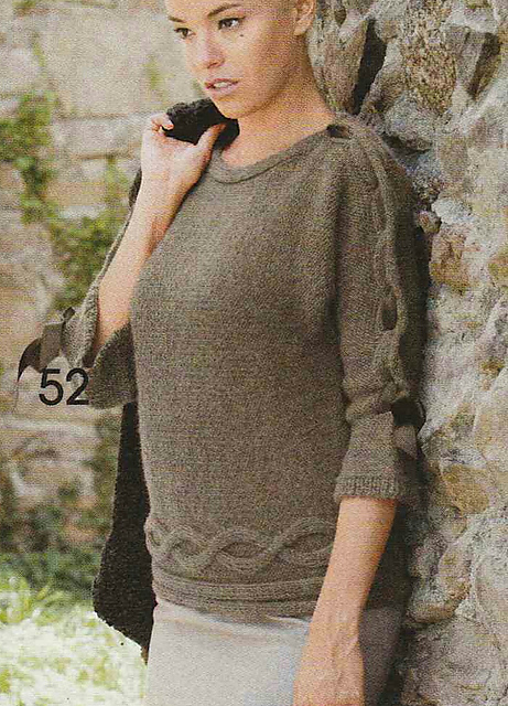 # 52 Sideways Knit Sweater with Cables
