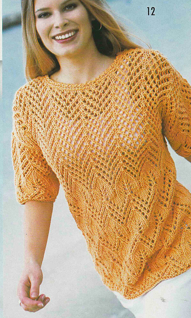 # 12 Lace Pattern Sweater in Melon