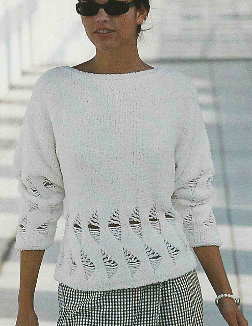 # 23 White Sweater with Lace Pattern