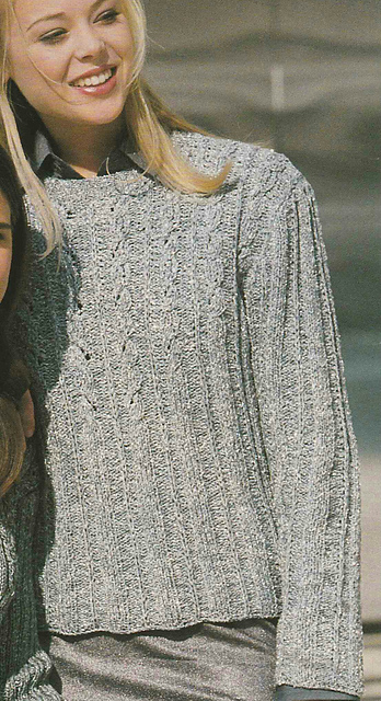 # 16 Ribbed Sweater with Cable Yoke