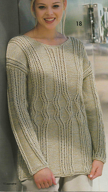 # 18 Sweater in Olive/Gold with Eyelet Stripes