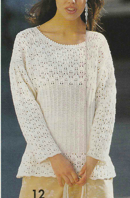 # 12 Ribbed Sweater with Lacy Yoke