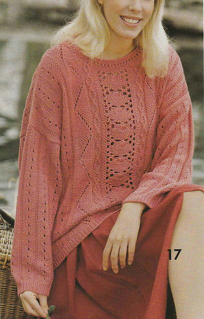 # 17 Lace Pattern Sweater in Coral