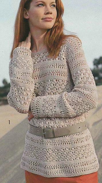 # 01 Lace Pattern Sweater in Ecru