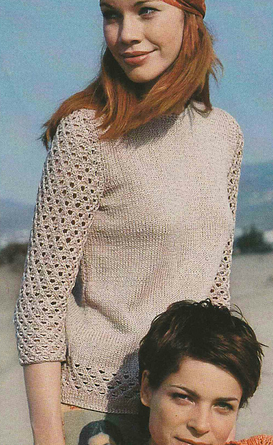 # 04 Sweater in Beige with Lace Pattern Sleeves