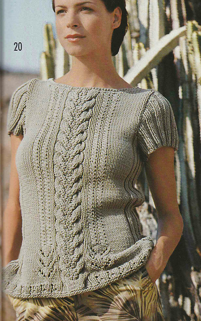 # 20 Short-Sleeved Sweater with Cables
