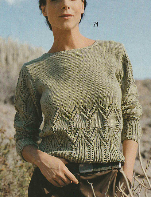 # 24 Lace Pattern Sweater in Olive