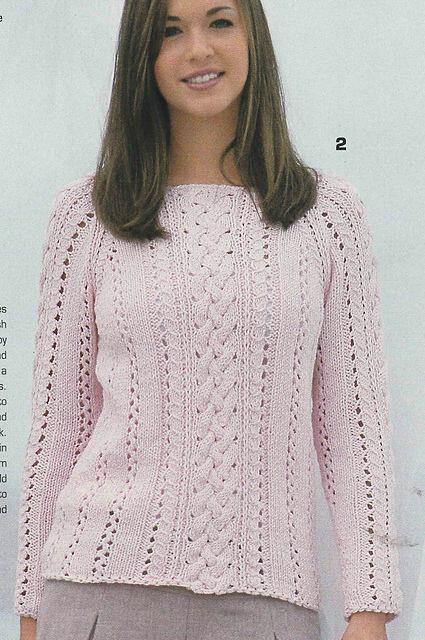 # 02 Pink Sweater with Cable Stripes
