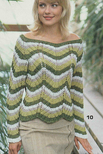 # 10 Striped Sweater in Wave Pattern