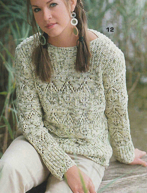# 12 Mottled Green Sweater in Relief Pattern