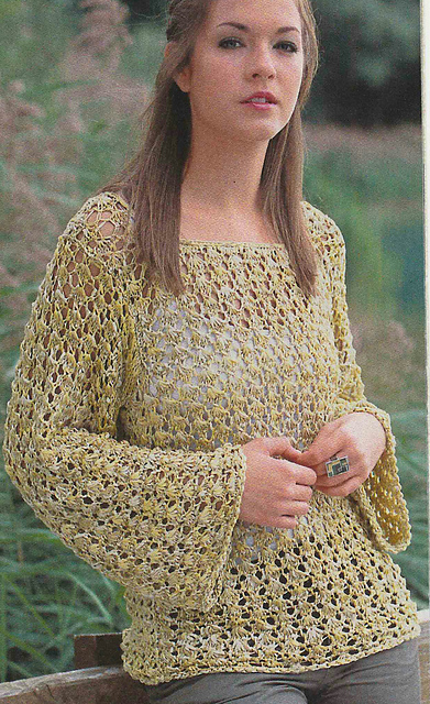 # 15 Net Pattern Sweater in Mottled Green