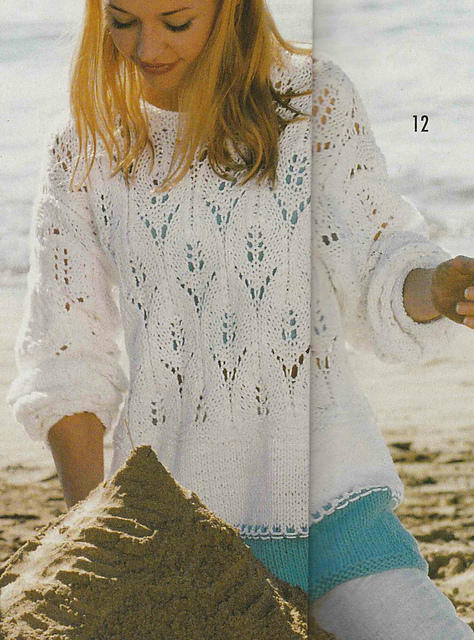 # 12 White Sweater in Lacy Pattern