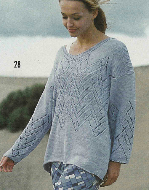 # 28 Lilac Sweater with Lace Pattern