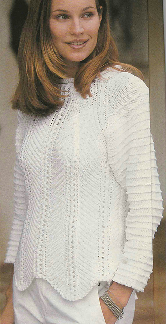 # 10 White Sweater with Fisherman's Rib Lace