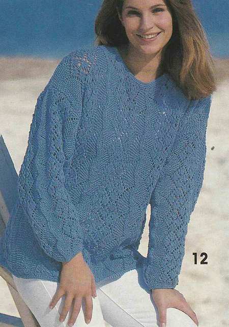 # 12 Blue Sweater in Lace Pattern