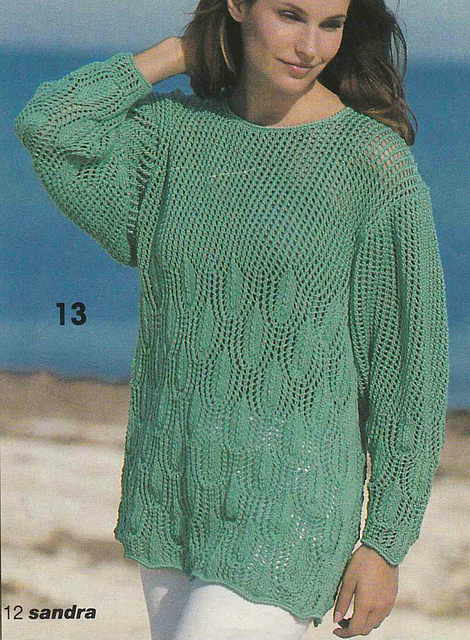 # 13 Green Sweater in Lace Pattern