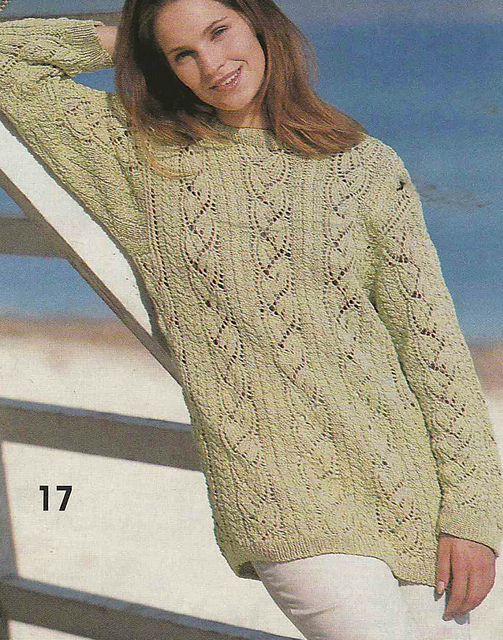 # 17 Leaf Pattern Sweater in Kiwi