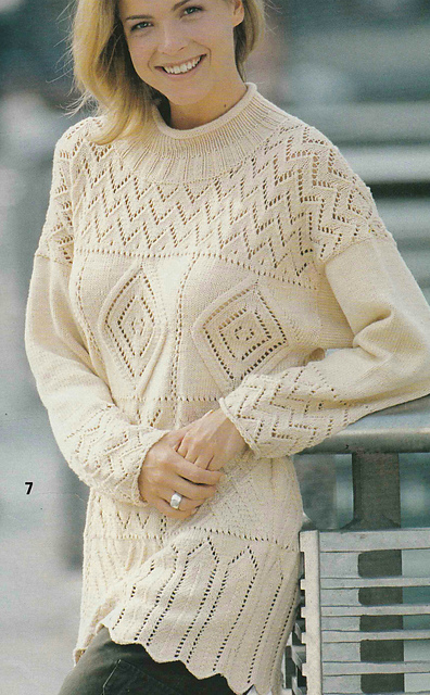 # 07 Sweater with Patterned Parts in Apricot