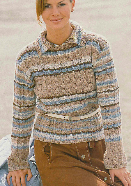 # 24 Striped Sweater with Ribbed Collar