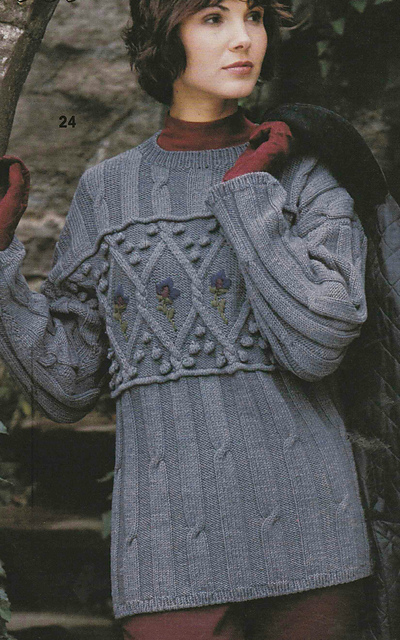 # 24 Grey Sweater with Embroidered Flowers