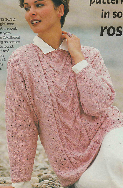 # 01 Sweater with Centre Cable in Pink