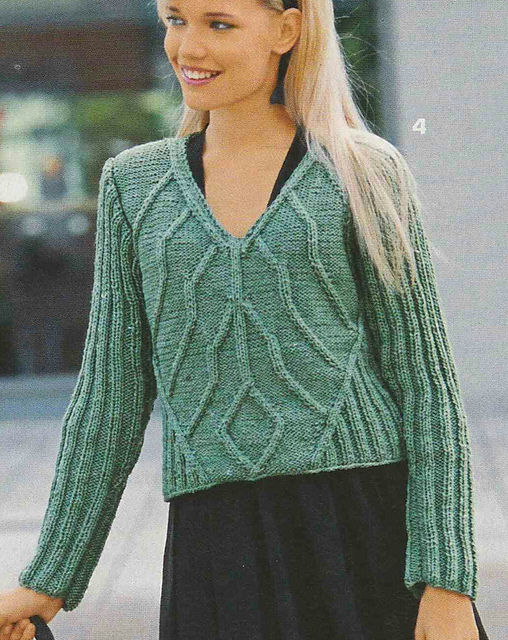 # 04 Short Green Sweater with Ribbed Structure