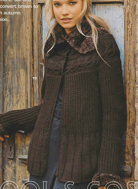 # 11 Brown Cardigan with Cable Yoke