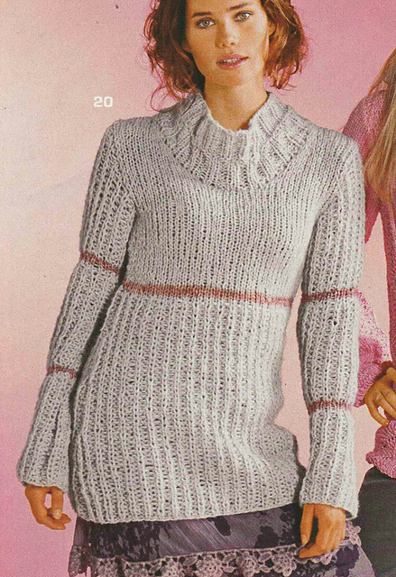 # 20 Light Grey Sweater with Pink Stripes