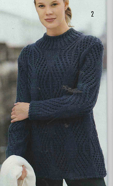 # 02 Jeans Blue Sweater in Relief Pattern
