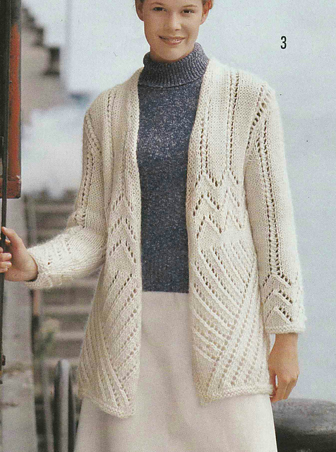 # 03 Lace Pattern Cardigan in Ecru