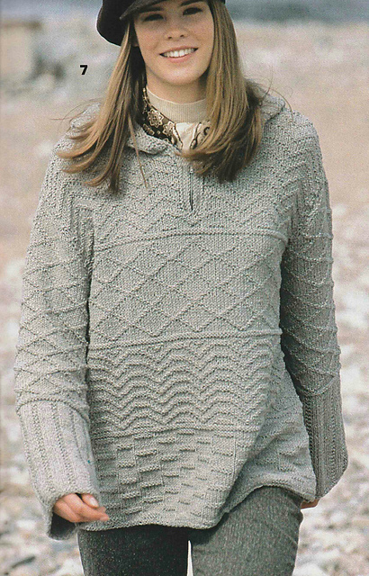 # 07 Relief Pattern Sweater with Hood