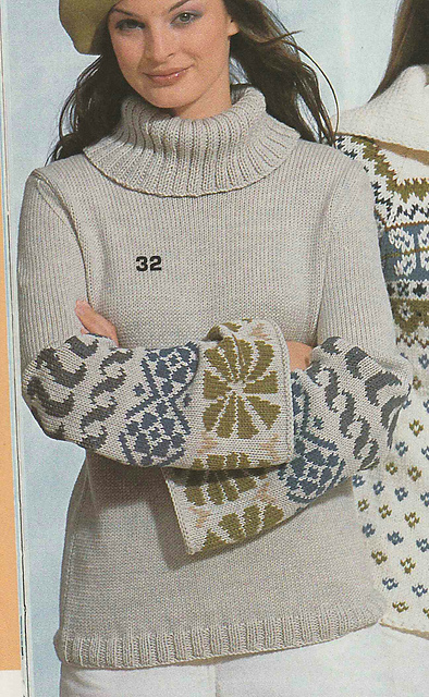 # 32 Sweater with Sleeves in Jacquard Pattern
