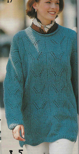 # 17 Pull turquoise au point ajouré