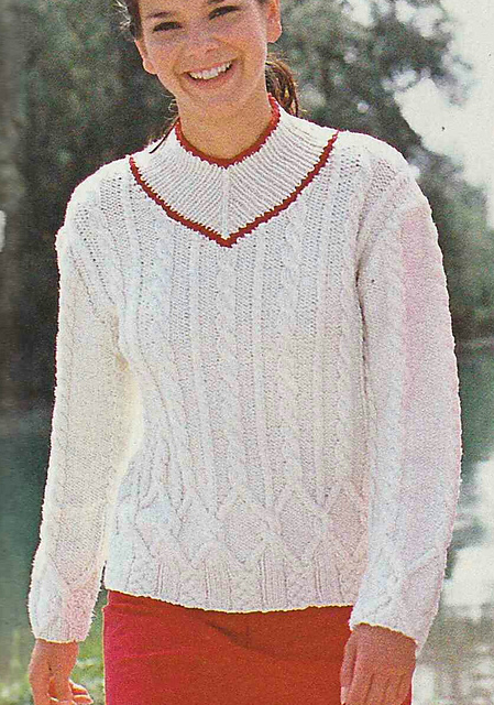 # 17 White Sweater with Cable Structures