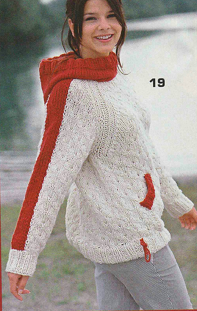 # 19 Relief Pattern Sweater with Hood