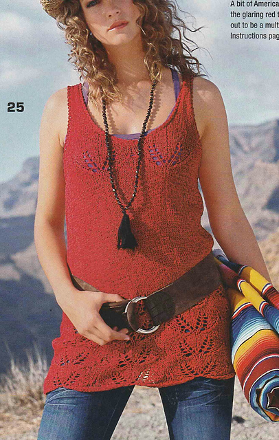 # 25 Red Top with Leaf Pattern