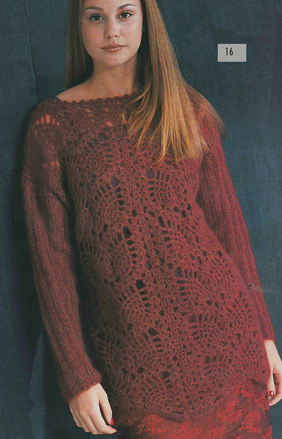 # 16 Pull bordeaux au crochet