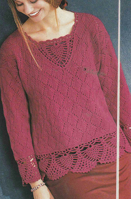 # 17 Pull cyclamen à bordure au crochet