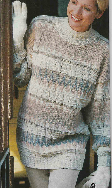 # 08 Jacquard Sweater in White and Salmon