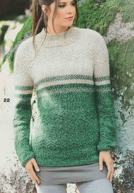 # 22 Two-Colour Sweater with Chevron Stripes