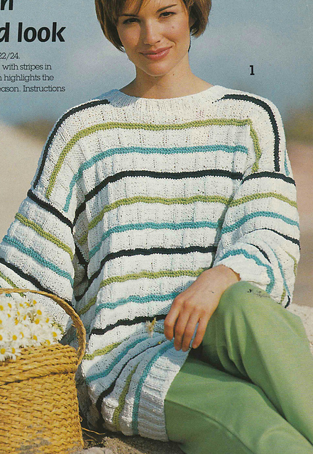 # 01 Striped Sweater in Relief Pattern