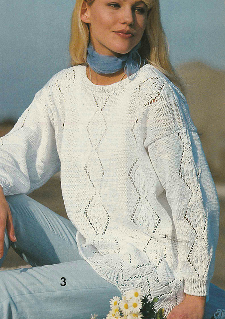 # 03 White Sweater with Diamond Panels