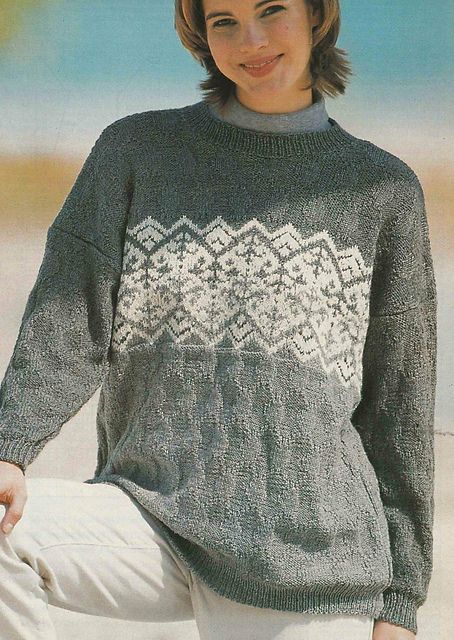 # 14 Grey Sweater with Jacquard Yoke